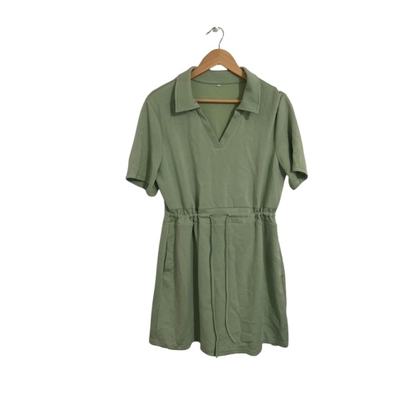 Dresses & Skirts - Stylish Green Mini Drawstring Dress XL